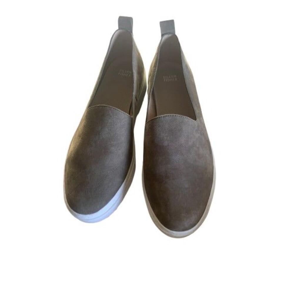 NWOT  Eileen Fisher Taupe Suede  Platform Sneakers Slip On Shoes Sz 11